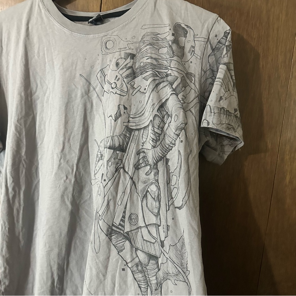 Plazmalab Men's Gray Mech Graphic Crew Neck Short Sleeve T-Shirt Size XL - Picture 3 of 12